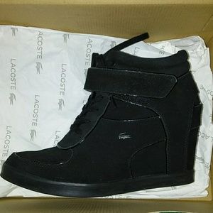 Black LACOSTE Wedge Heels